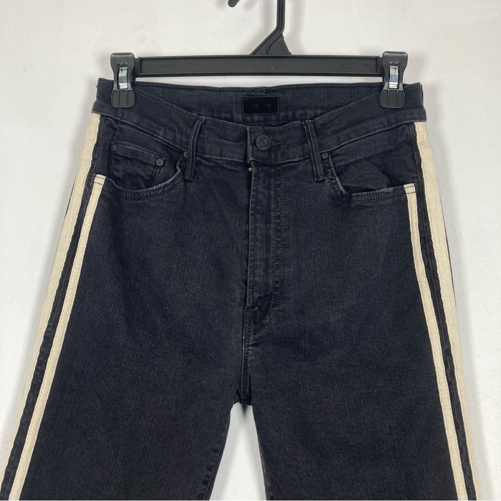 MOTHER The Insider Crop Step Fray Denim Jeans In Guilty Racer Size 30 Black - Picture 3 of 16